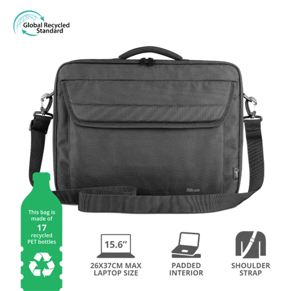 TRUST Notebook táska 24189 (Atlanta Recycled Bag for 15.6" laptops - black)